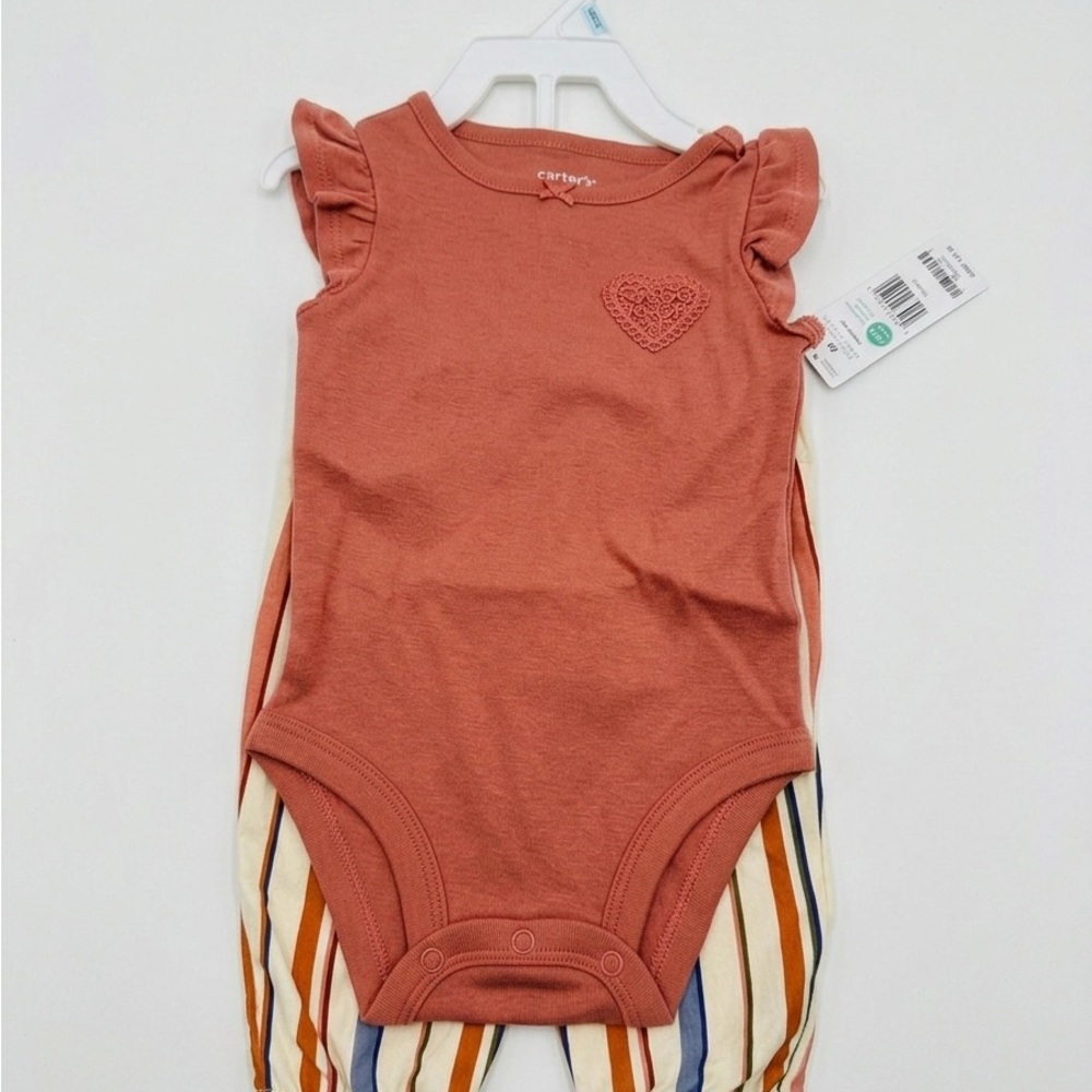 NWT 6m Carter's Pink Ruffled Sleeve Baby Bodysuit